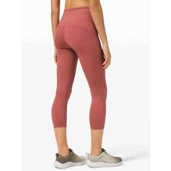 Lululemon Fast and Free High Rise Crop 21" Elite Cherry Tink Size 4 - Picture 7 of 9